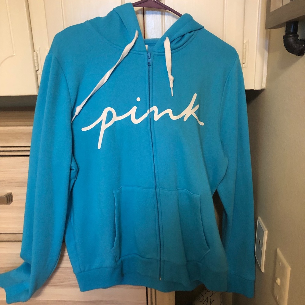 Pink by Victoria’s Secret- Teal Hoodie with Zip Front